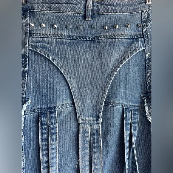 Akira Women Denim Blue Long Boho Maxi Skirt Size XL - Picture 5 of 10